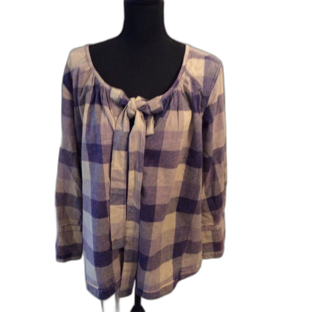 We The Free People Big Bow Plaid Pullover Tunic Oversized XS Boho - Picture 1 of 8